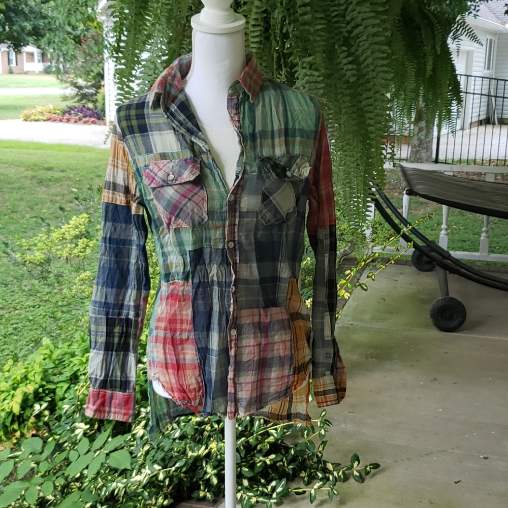 Free People plaid button down